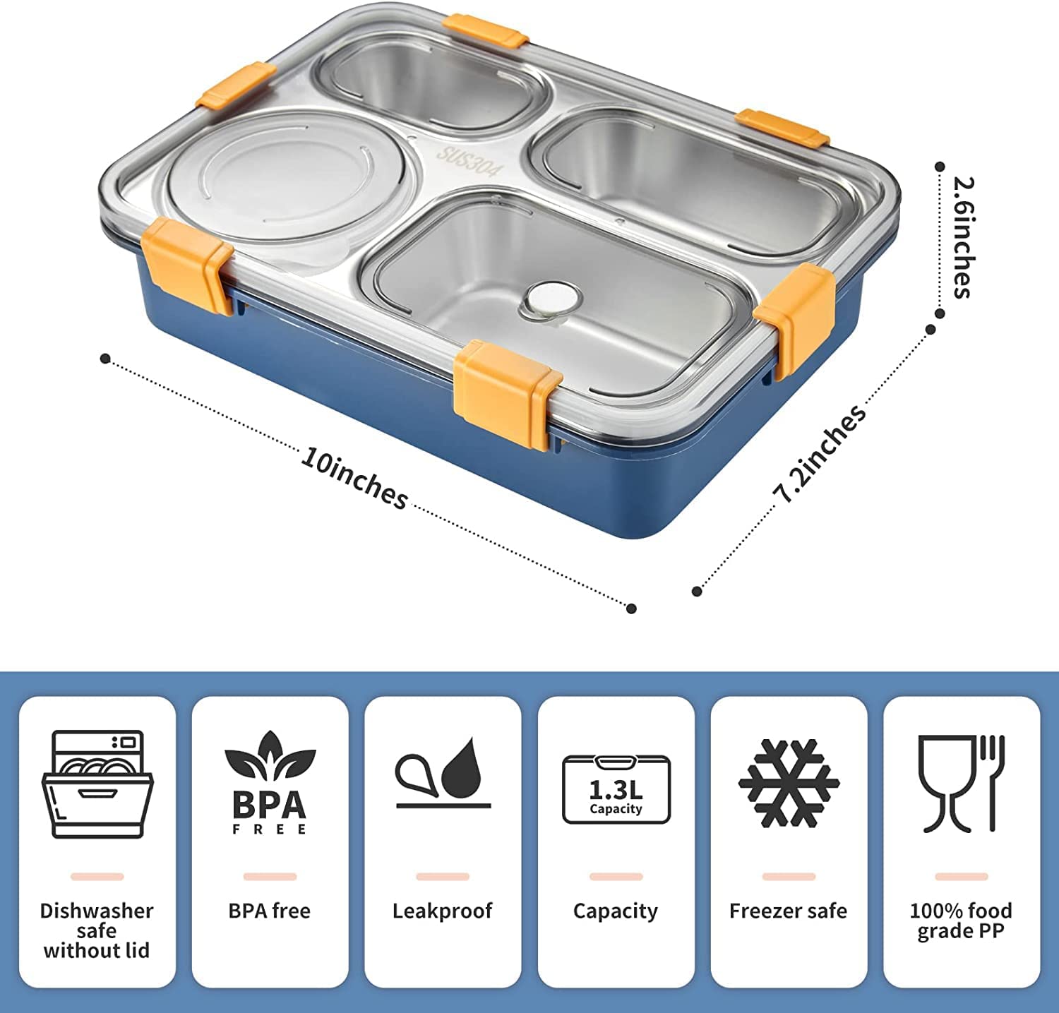 Lunch Boxes for Adults - Lunch Box for Kids with Spoon & Fork - Durable Perfect Size for On-The-Go Meal, BPA-Free (Multi Color) (4 Section) Lunch Boxes for Adults - Lunch Box for Kids with Spoon & Fork - Durable Perfect Size for On-The-Go Meal, BPA-Free (Multi Color) (4 Section)